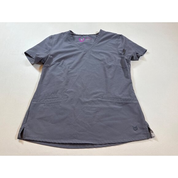 Urbane Tops - Urbane Performance Womens Scrub Top V-Neck Gray Short Sleeve Size M (F297)